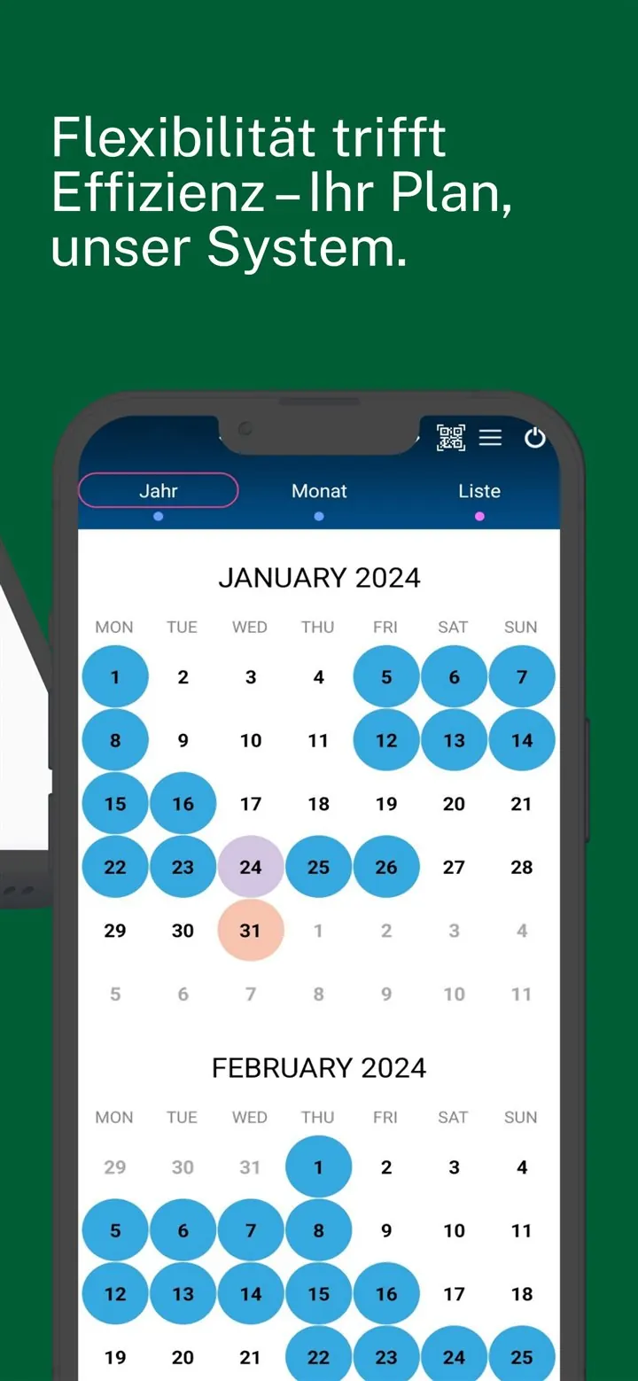 FLEX:APP Jahres&uuml;bersicht